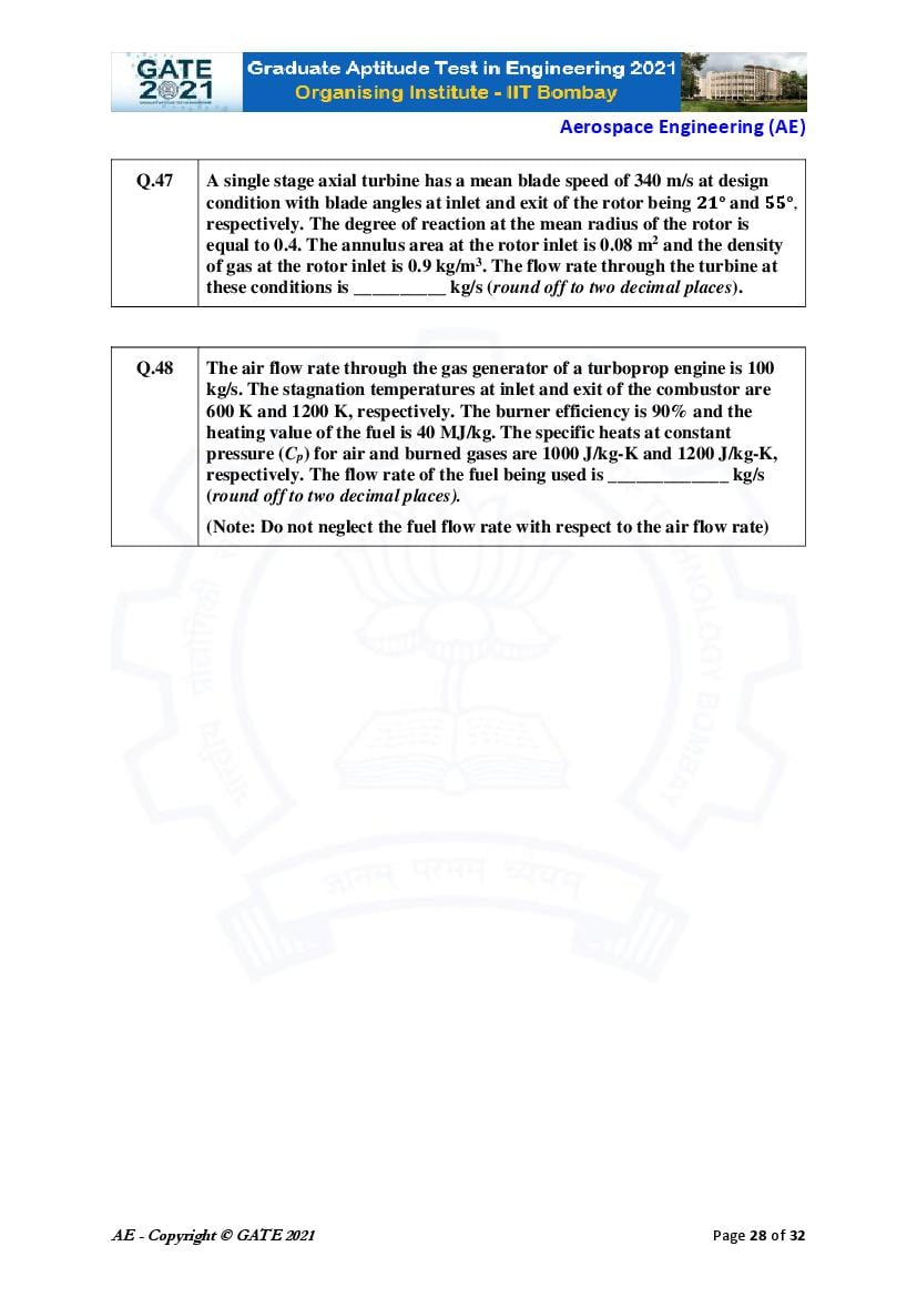 GATE 2021 Question Papers PDF with Answer Keys (48 Papers)