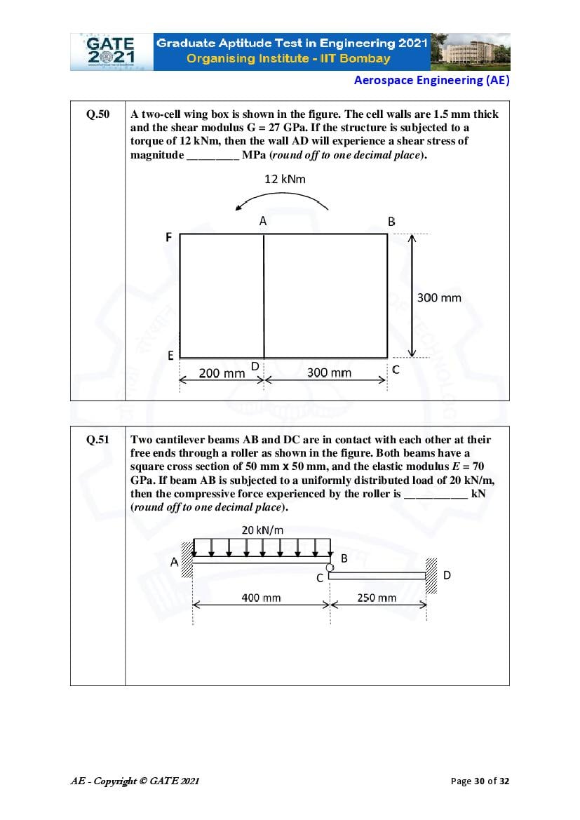 GATE 2021 Question Papers PDF with Answer Keys (48 Papers)