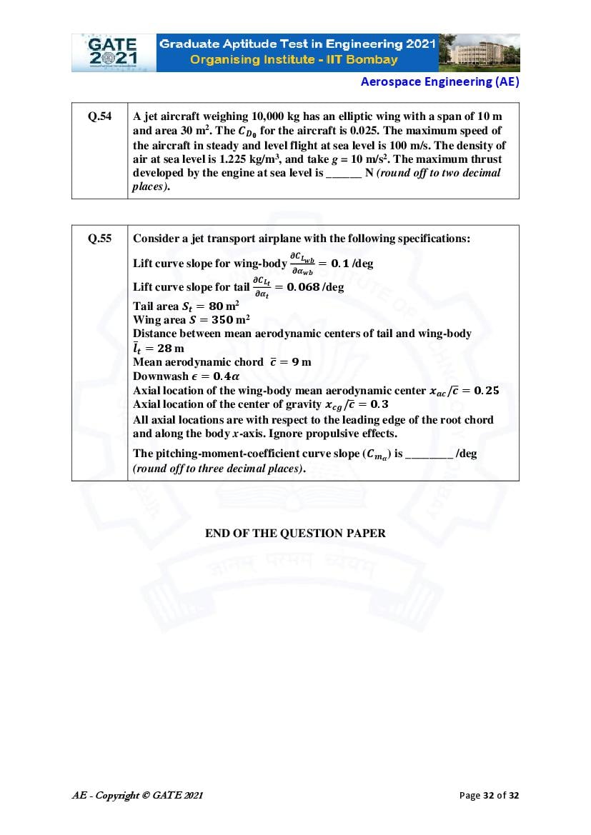 GATE 2021 Question Papers PDF with Answer Keys (48 Papers)