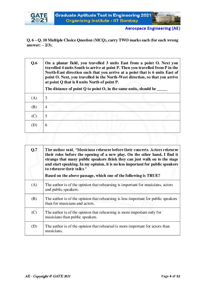 GATE 2021 Question Papers PDF with Answer Keys (48 Papers)