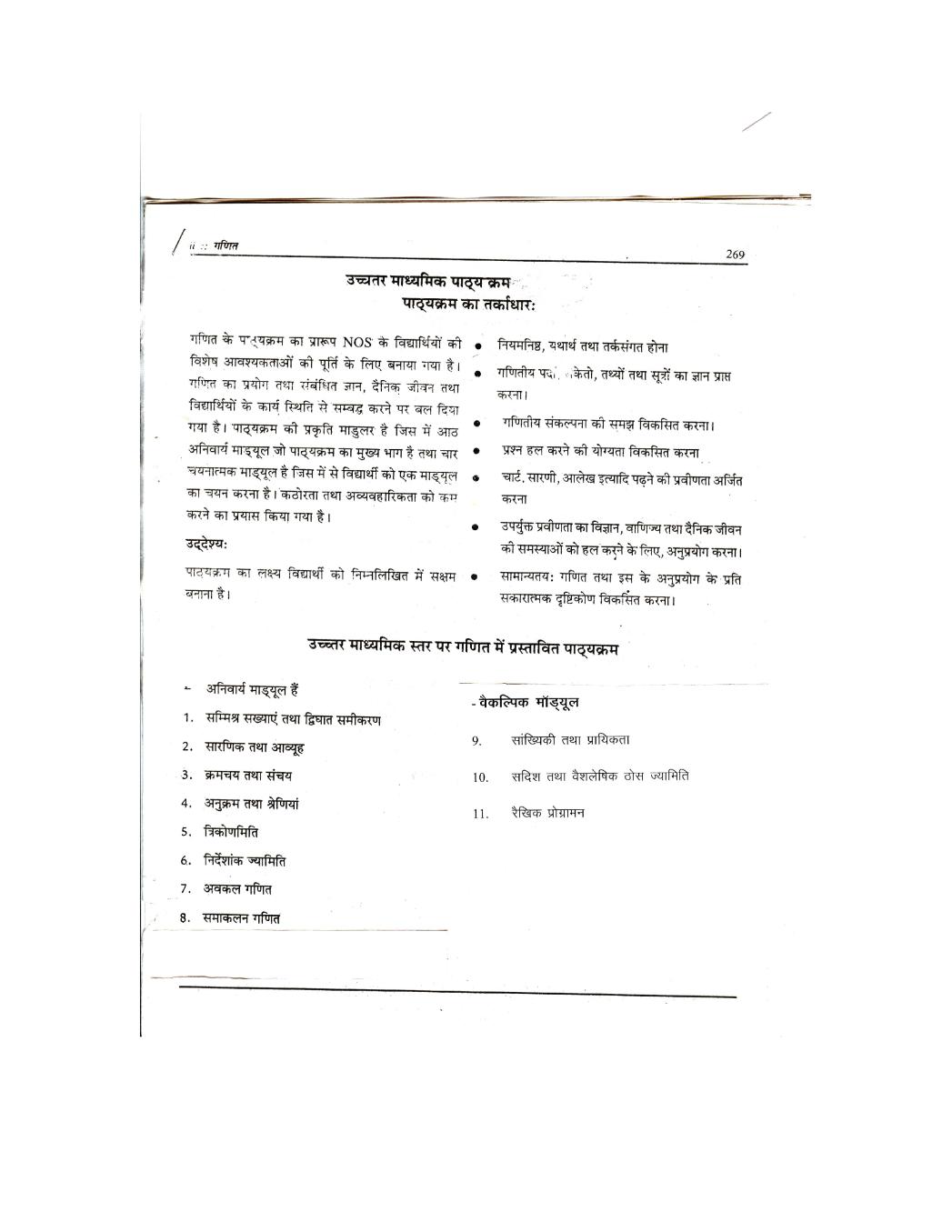NIOS Class 12 Syllabus - Maths (Hindi Medium) - Page 1
