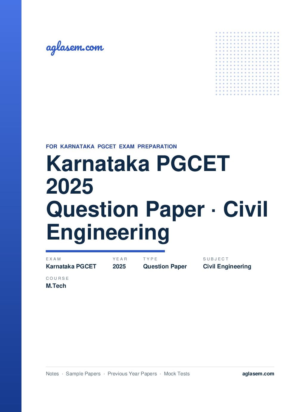 Karnataka PGCET 2025 Question Paper M.Tech Civil Engineering - Page 1 of 25