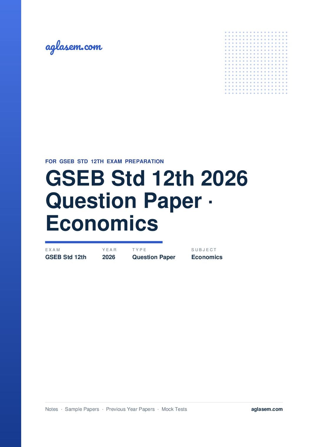 GSEB Std 12th Question Paper 2026 Economics - Page 1 of 9