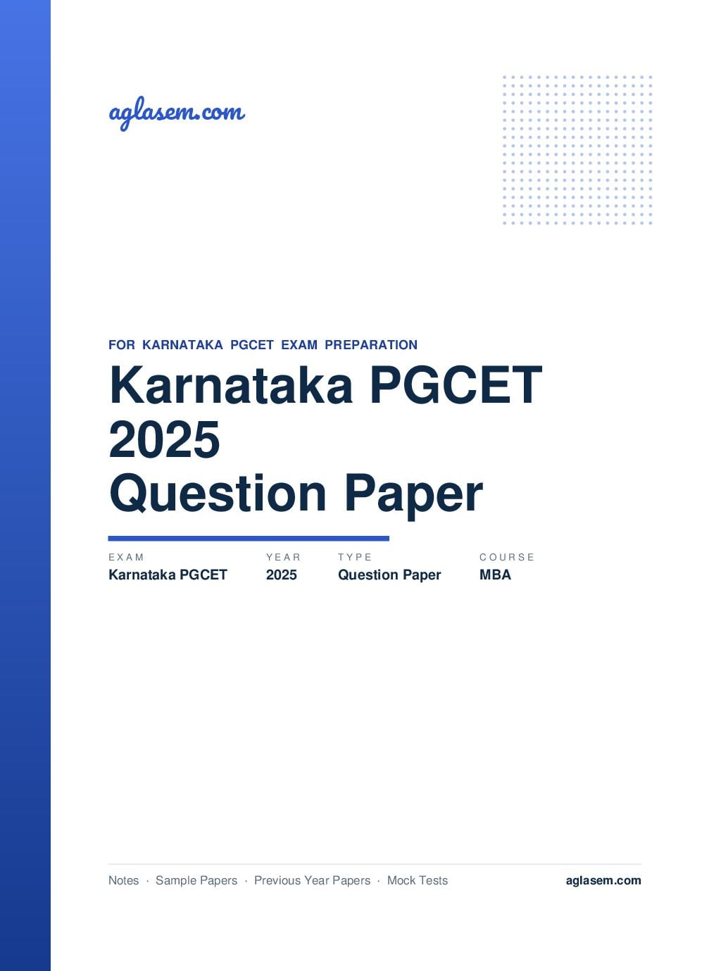 Karnataka PGCET 2025 Question Paper MBA - Page 1 of 25