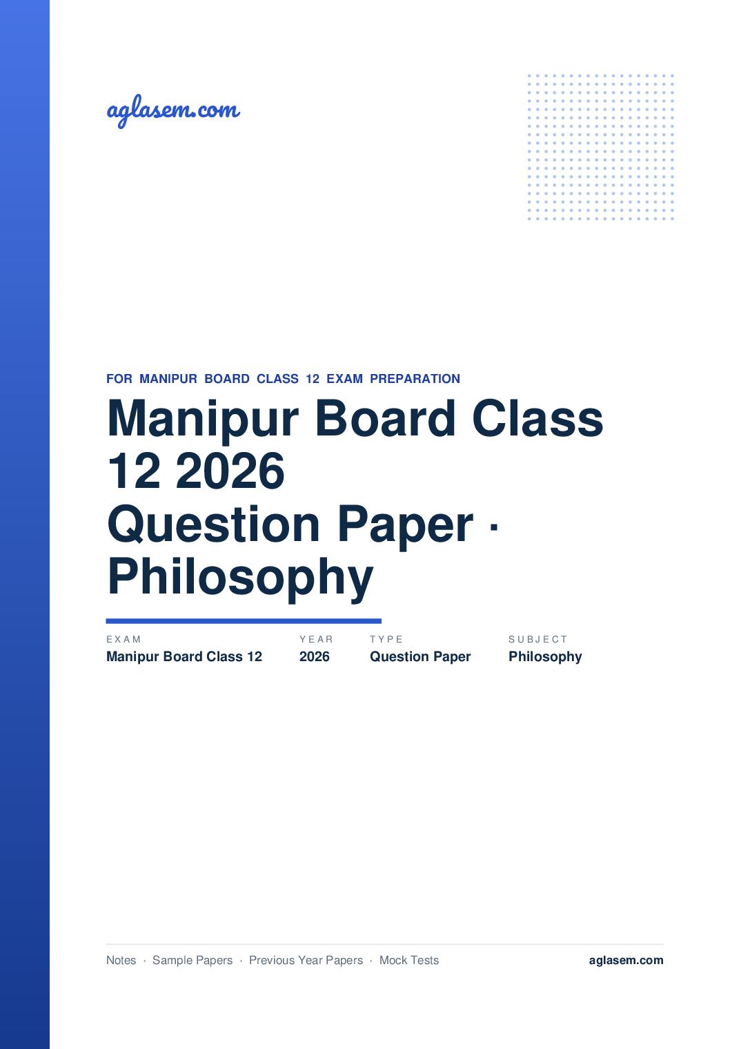 Manipur Board Class 12 Question Paper 2026 for Philosophy - Page 1 of 8