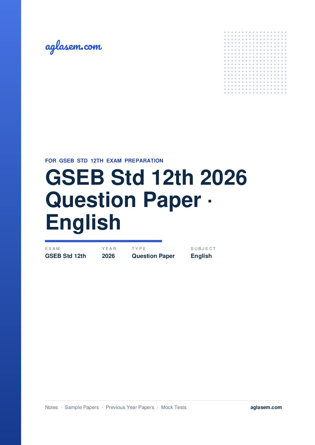 GSEB Std 12th Question Paper 2026 English - Page 1 of 13