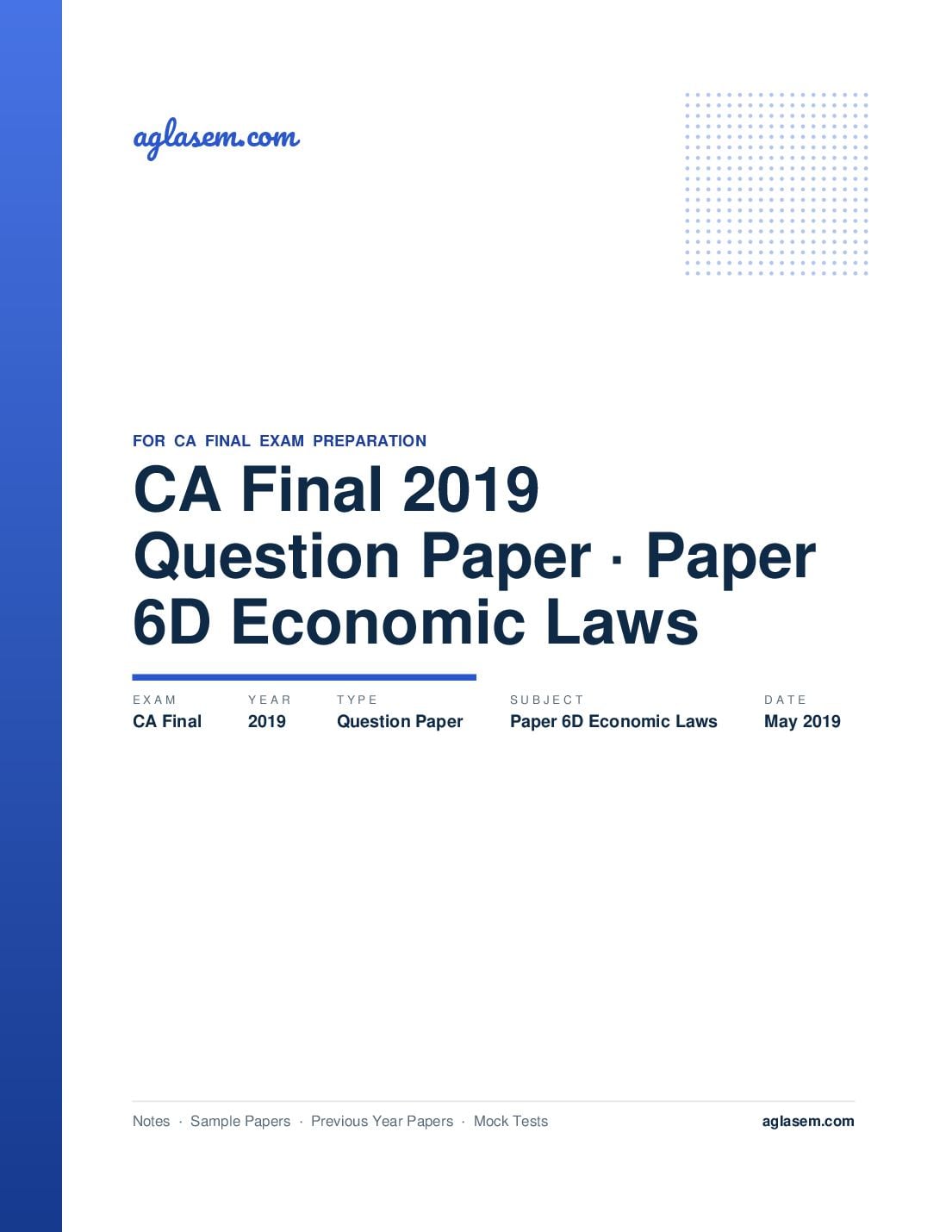 CA Final May 2019 Question Paper Paper 6D Economic Laws - Page 1 of 32