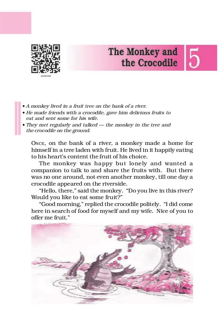 NCERT Book Class 6 English (A Pact with the Sun) Chapter 5 The Monkey and the Crocodile - Page 1
