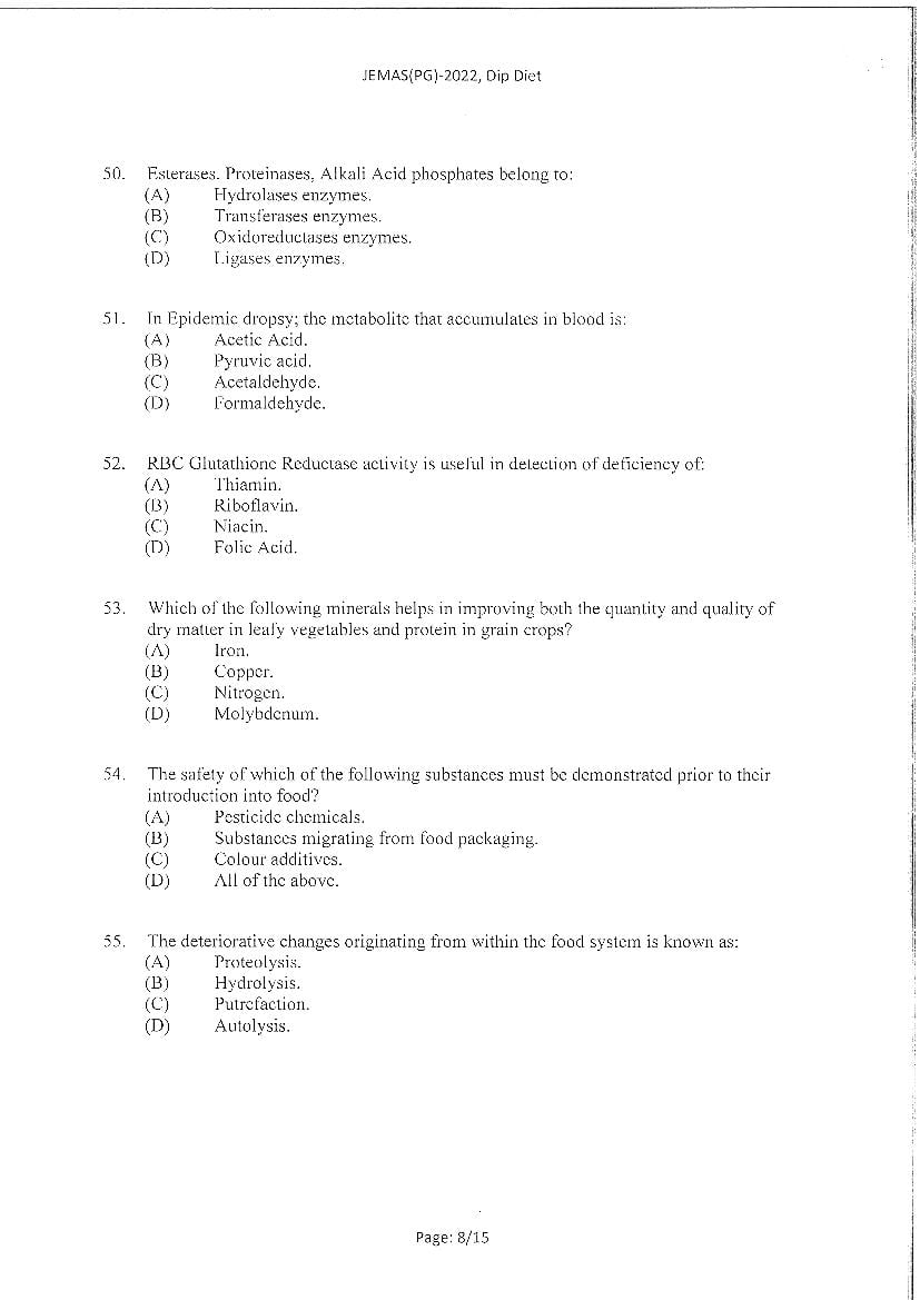 JEMAS PG 2022 Question Paper PDF (23 Course Papers)