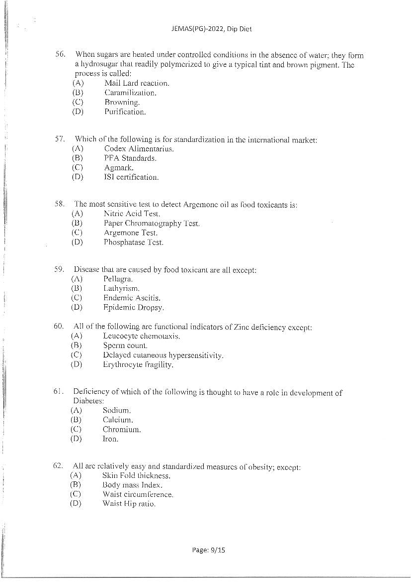 JEMAS PG 2022 Question Paper PDF (23 Course Papers)