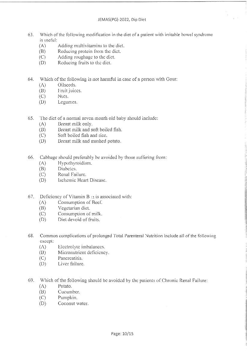 JEMAS PG 2022 Question Paper PDF (23 Course Papers)