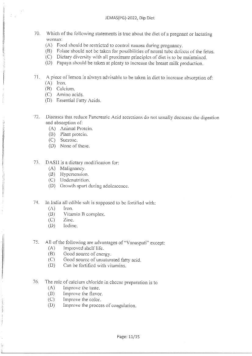 JEMAS PG 2022 Question Paper PDF (23 Course Papers)