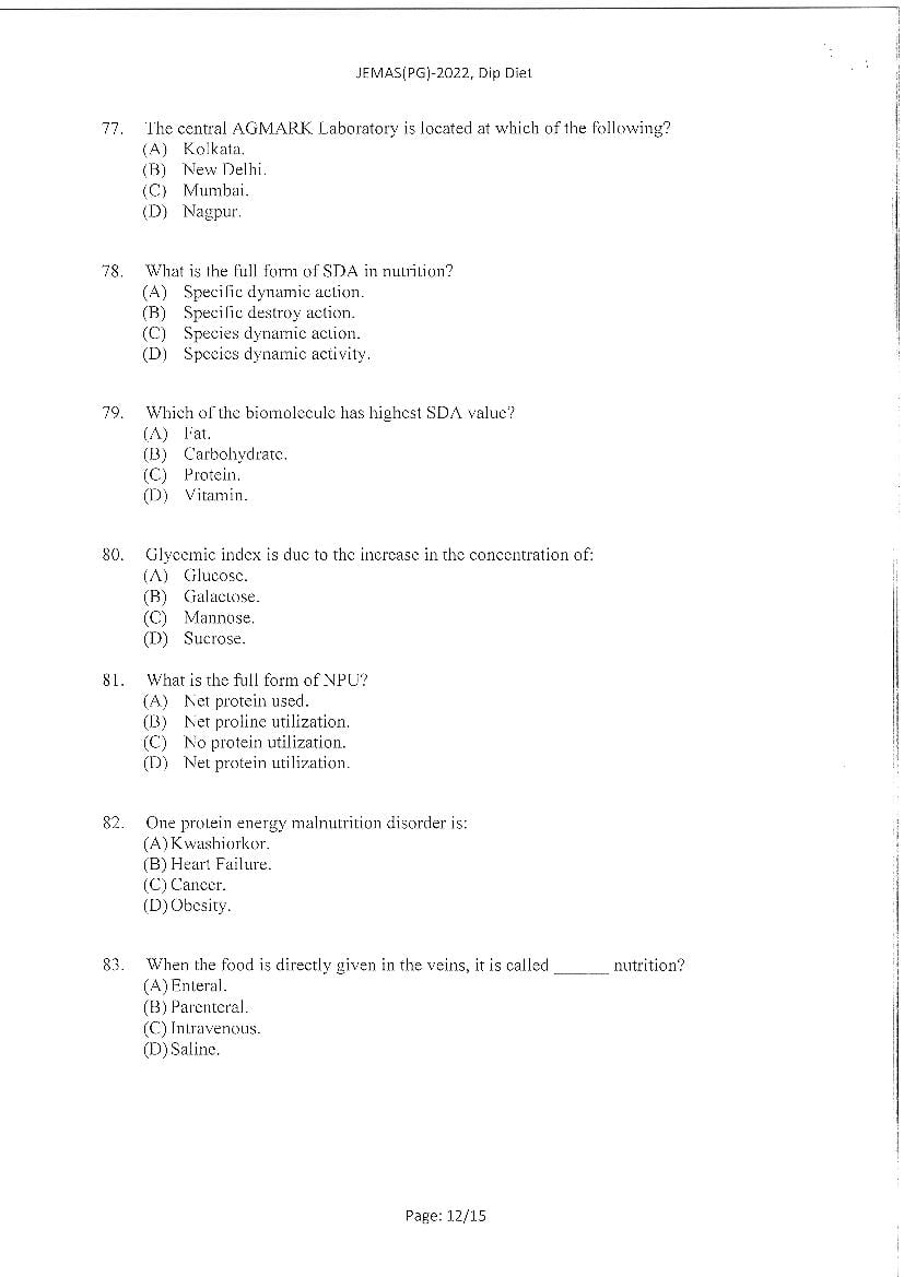 JEMAS PG 2022 Question Paper PDF (23 Course Papers)