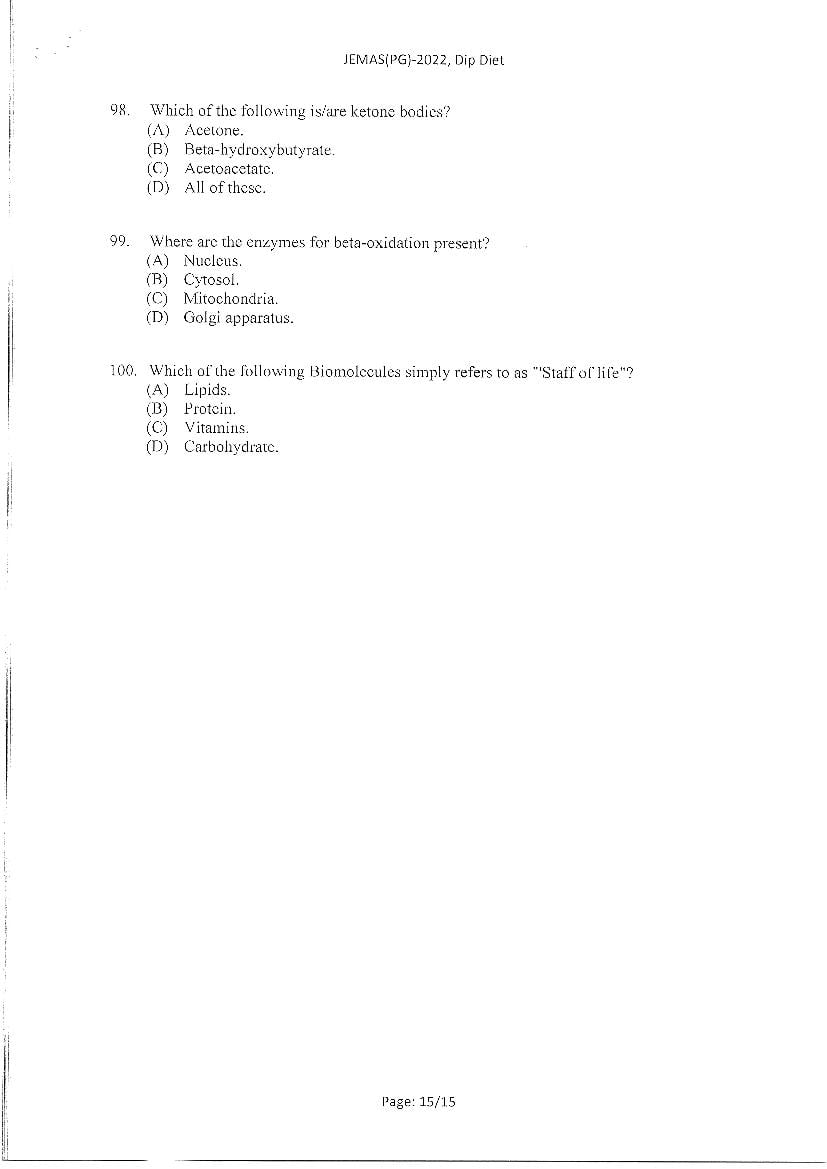 JEMAS PG 2022 Question Paper PDF (23 Course Papers)