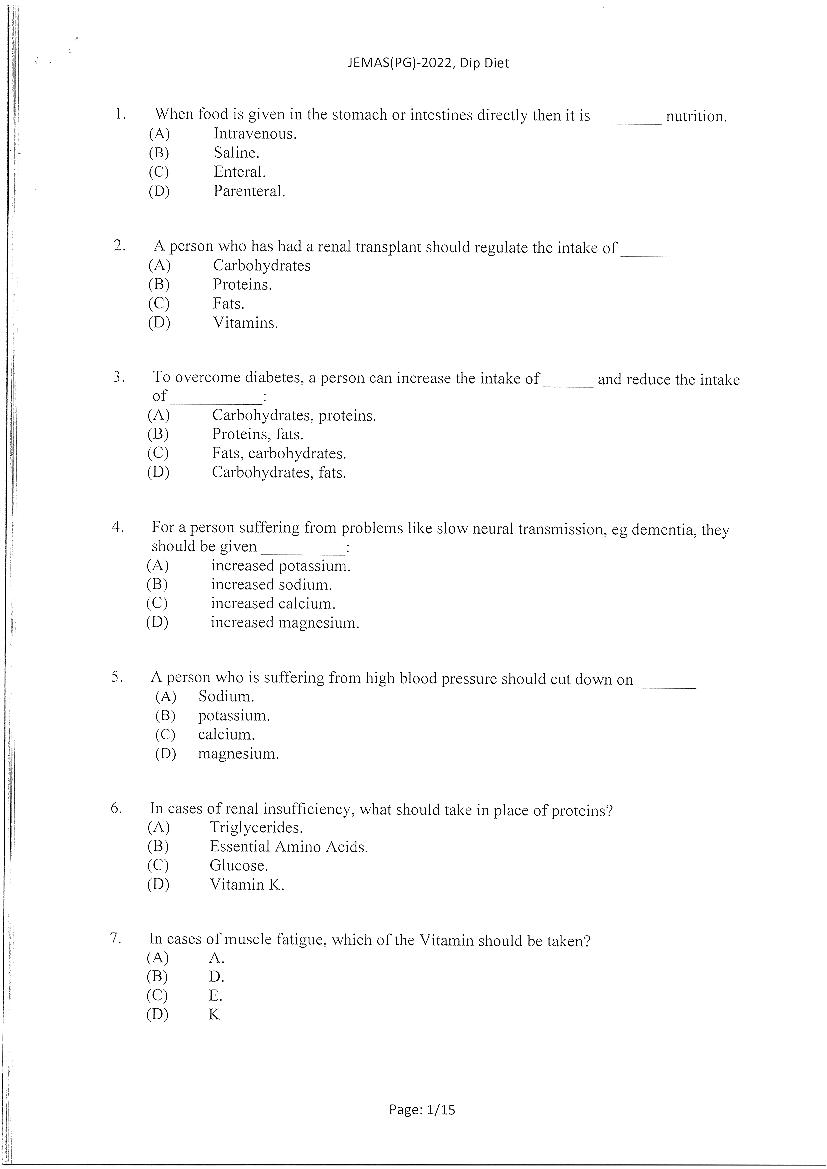 JEMAS PG 2022 Question Paper PDF (23 Course Papers)
