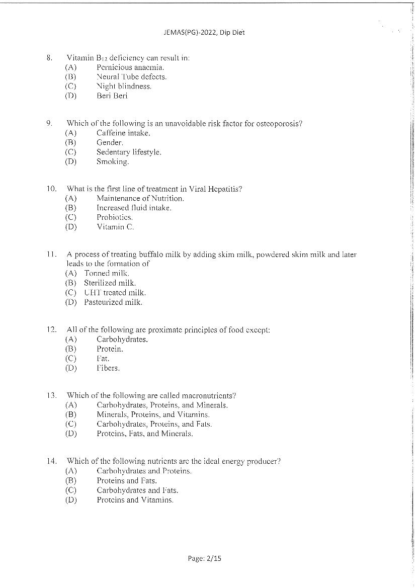 JEMAS PG 2022 Question Paper PDF (23 Course Papers)