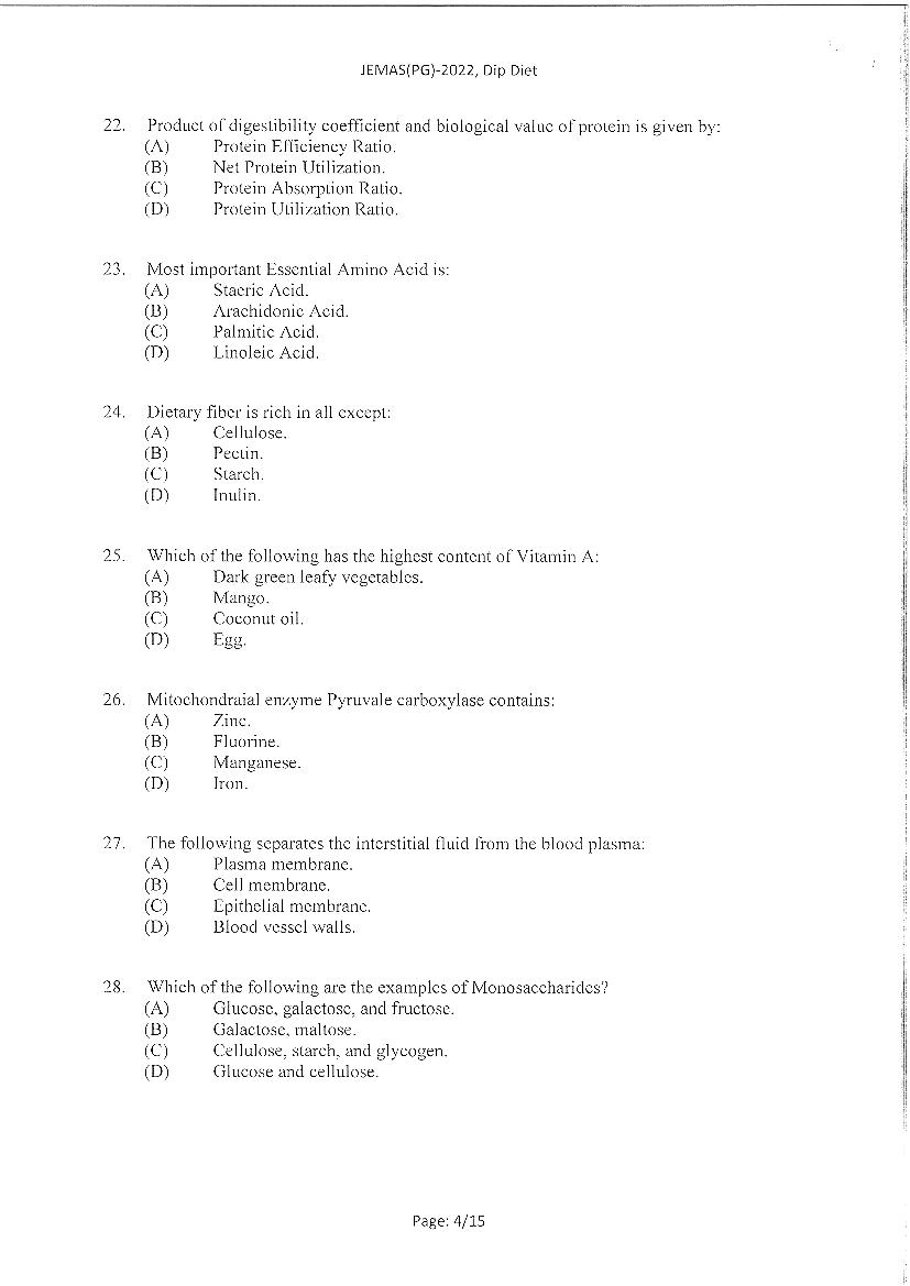 JEMAS PG 2022 Question Paper PDF (23 Course Papers)
