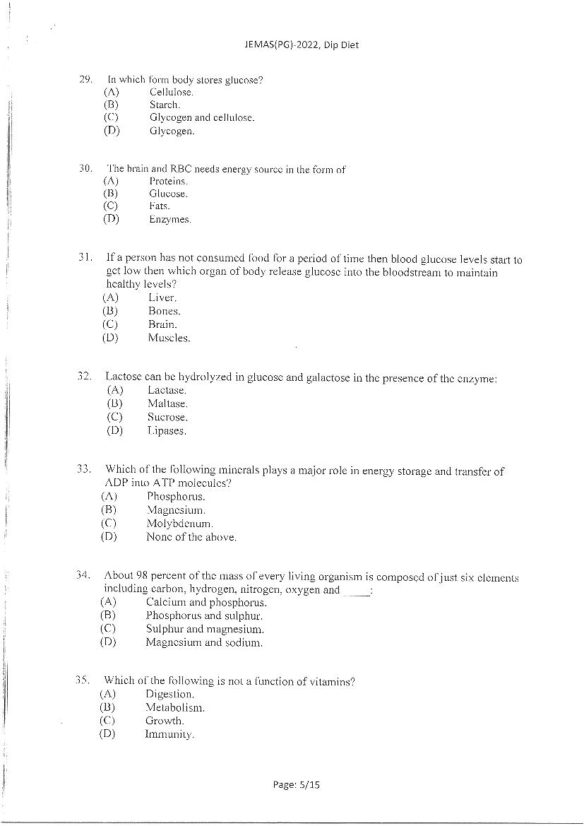 JEMAS PG 2022 Question Paper PDF (23 Course Papers)