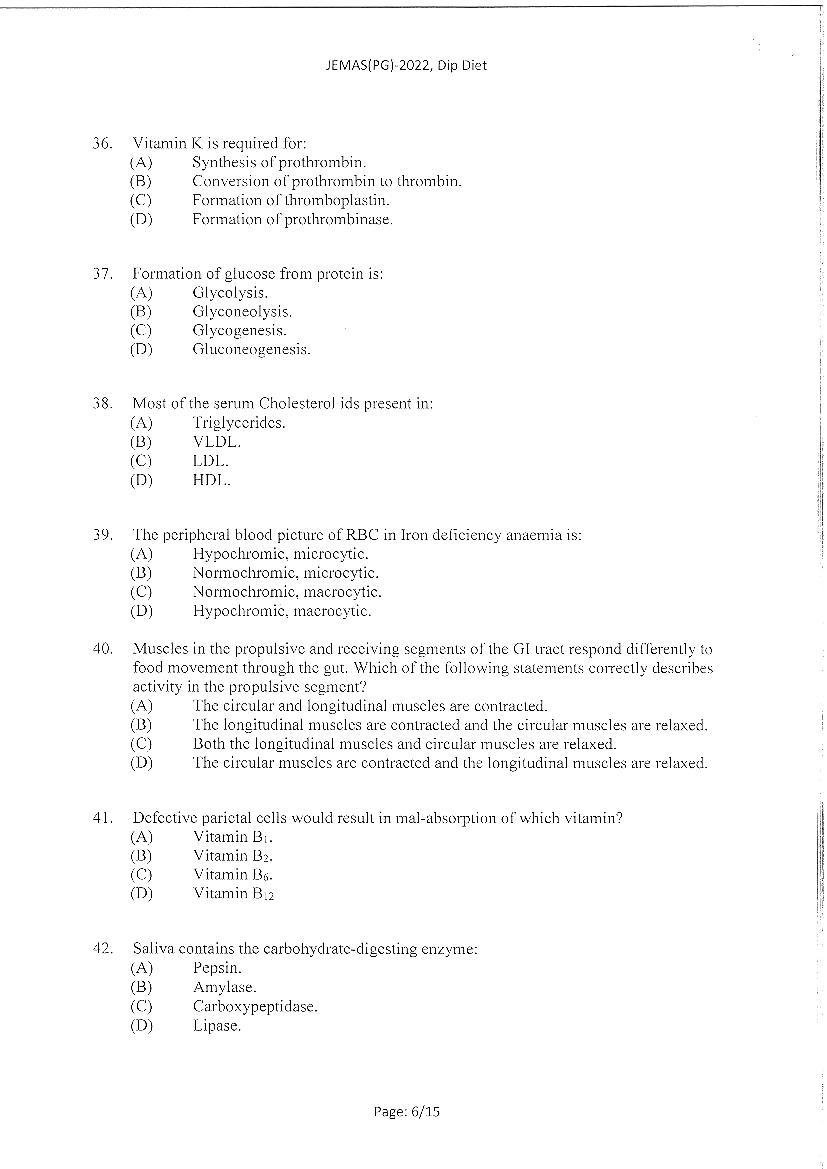 JEMAS PG 2022 Question Paper PDF (23 Course Papers)
