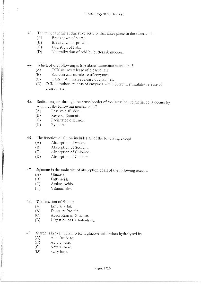 JEMAS PG 2022 Question Paper PDF (23 Course Papers)