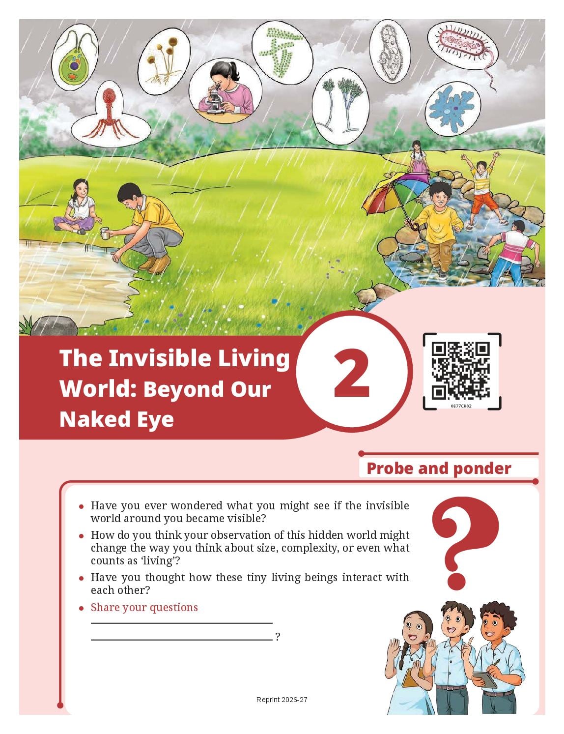NCERT Book Class 8 Science (Curiosity) Chapter 2 The Invisible Living World: Beyond Our Naked Eye - Page 1 of 20