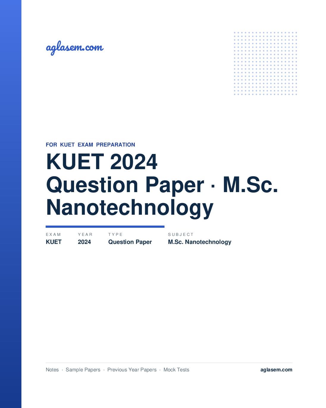 KUET 2024 Question Paper M.Sc. Nanotechnology - Page 1 of 15