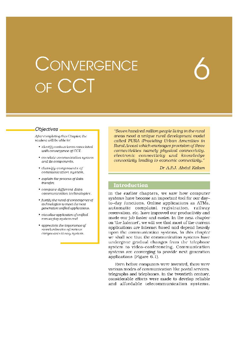 NCERT Book Class 11 Computer and Communication Technology Part-I Chapter 6 Convergence of CCT - Page 1