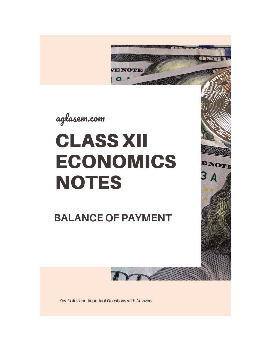 Class 12 Economics Notes for Balance of Payment - Page 1
