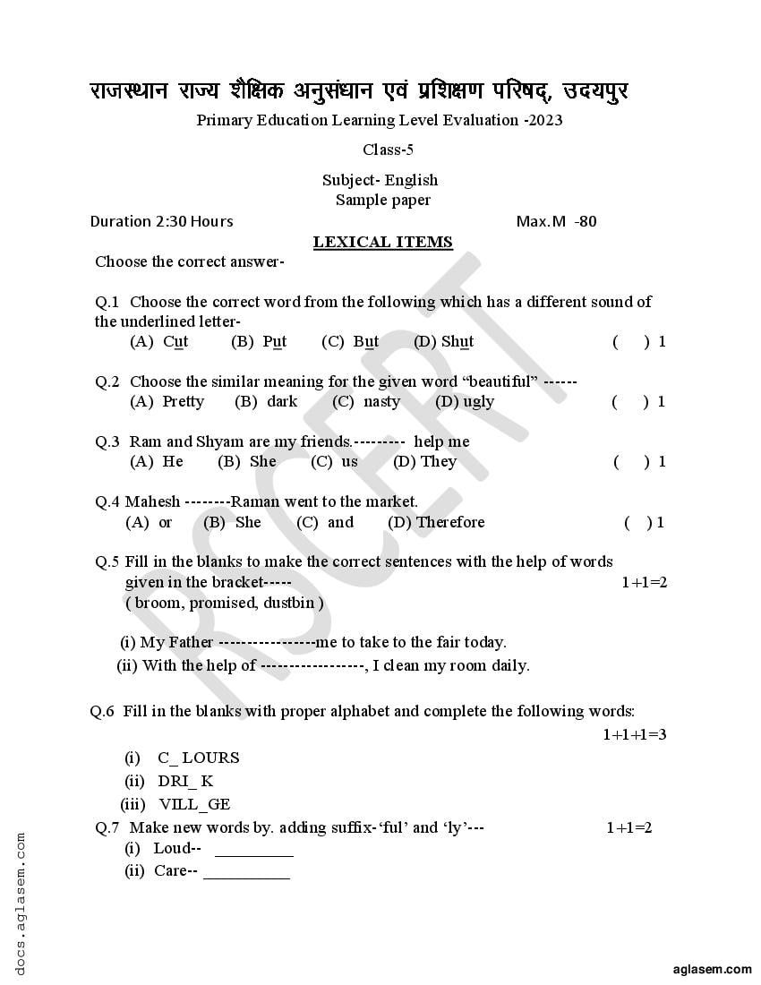 Model Paper Of English Class 10