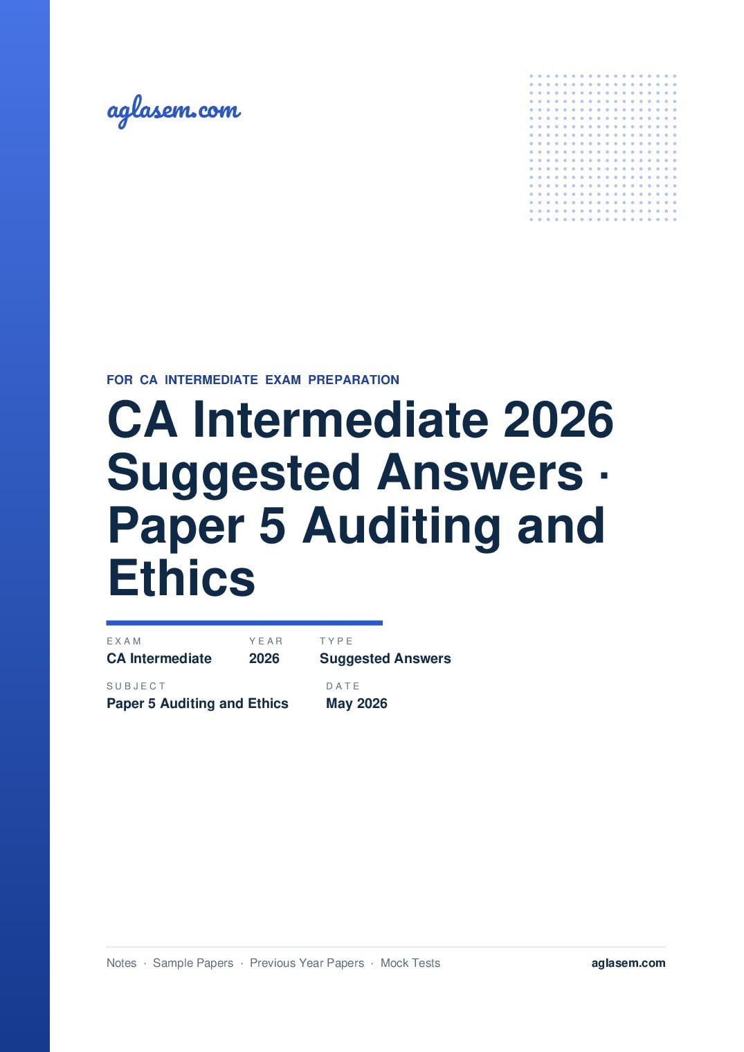 CA Intermediate May 2026 Suggested Answers Paper 5 Auditing and Ethics - Page 1 of 35