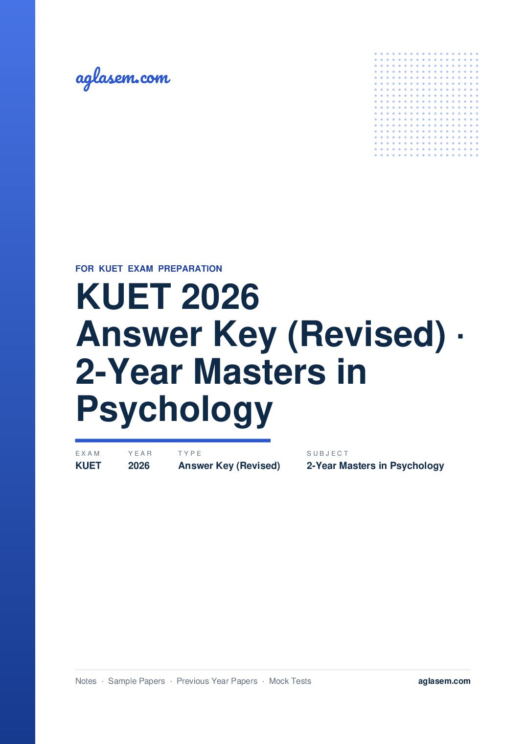 KUET 2026 Answer Key (Revised) 2-Year Masters in Psychology - Page 1 of 5