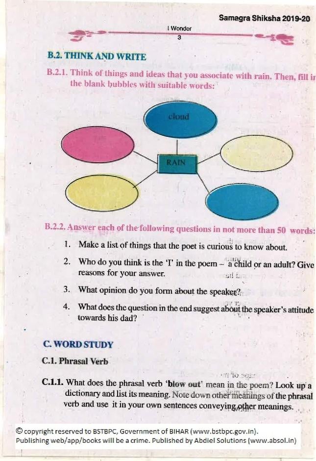 bihar board class 5 english book question answer pdf download