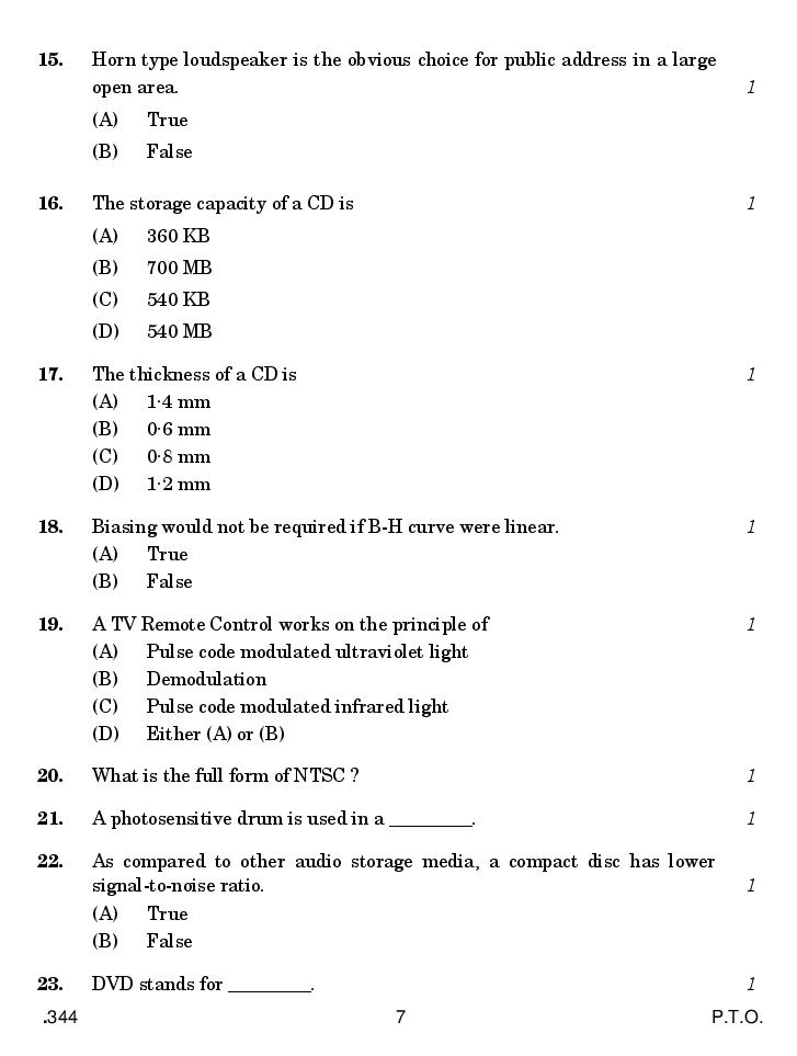 Cbse Question Paper 2020 For Class 12 Electronics Technology - Download Pdf