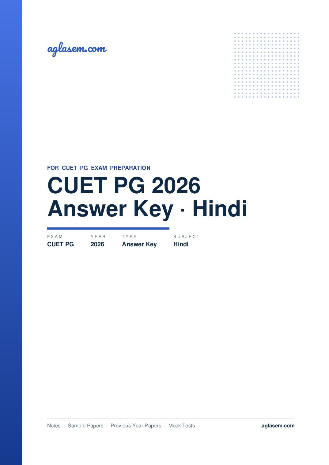 CUET PG 2026 Answer Key Hindi - Page 1 of 2