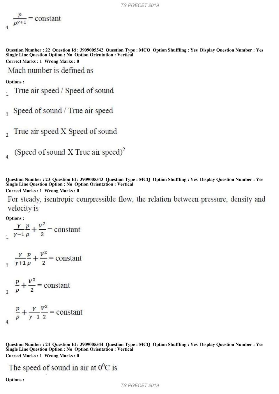 TS PGECET 2019 Question Paper PDF with Answer Key (18 Papers)