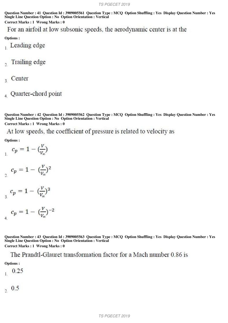 TS PGECET 2019 Question Paper PDF with Answer Key (18 Papers)