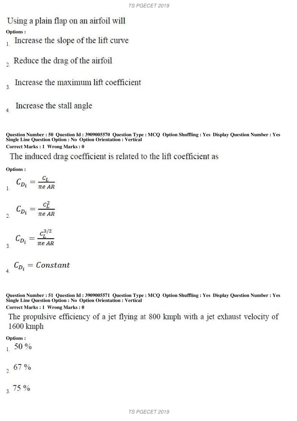 TS PGECET 2019 Question Paper PDF with Answer Key (18 Papers)