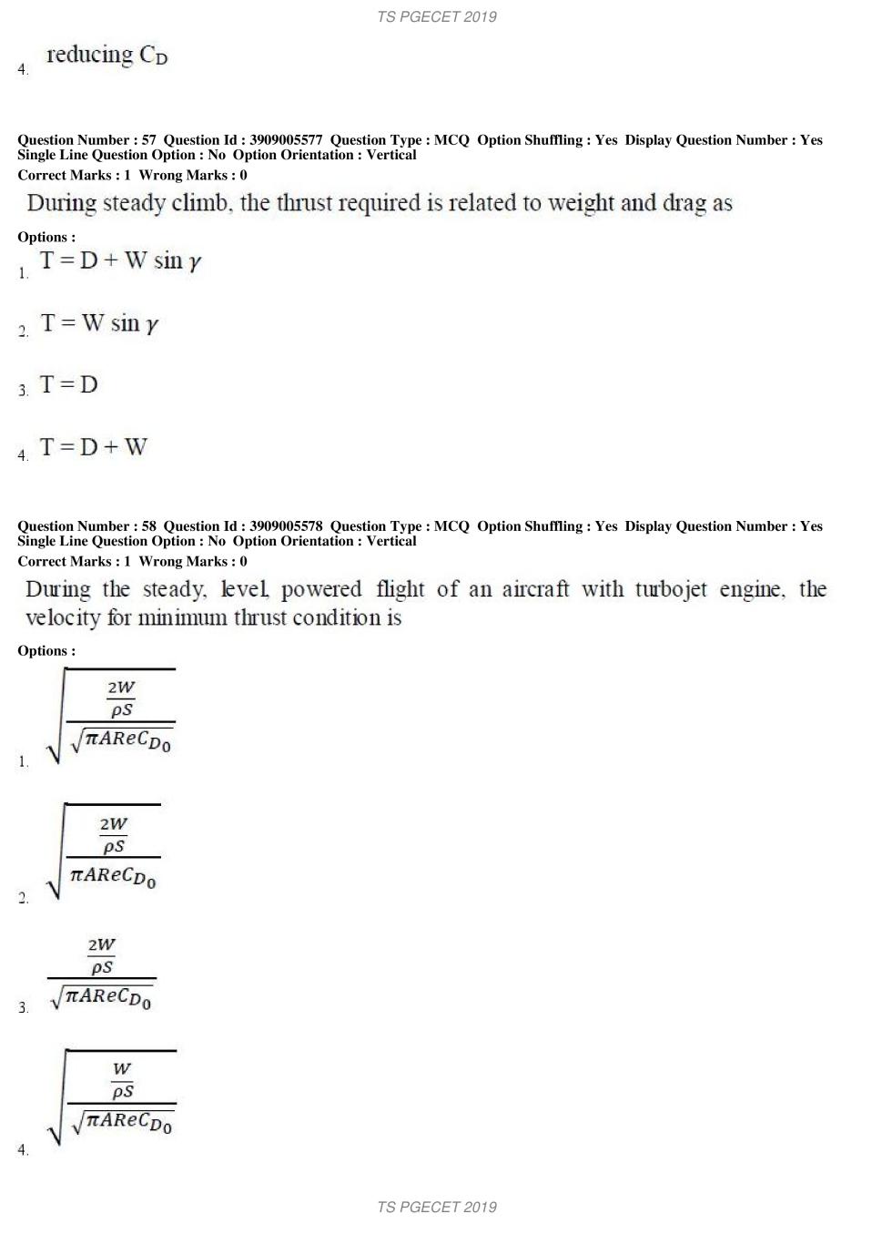 TS PGECET 2019 Question Paper PDF with Answer Key (18 Papers)