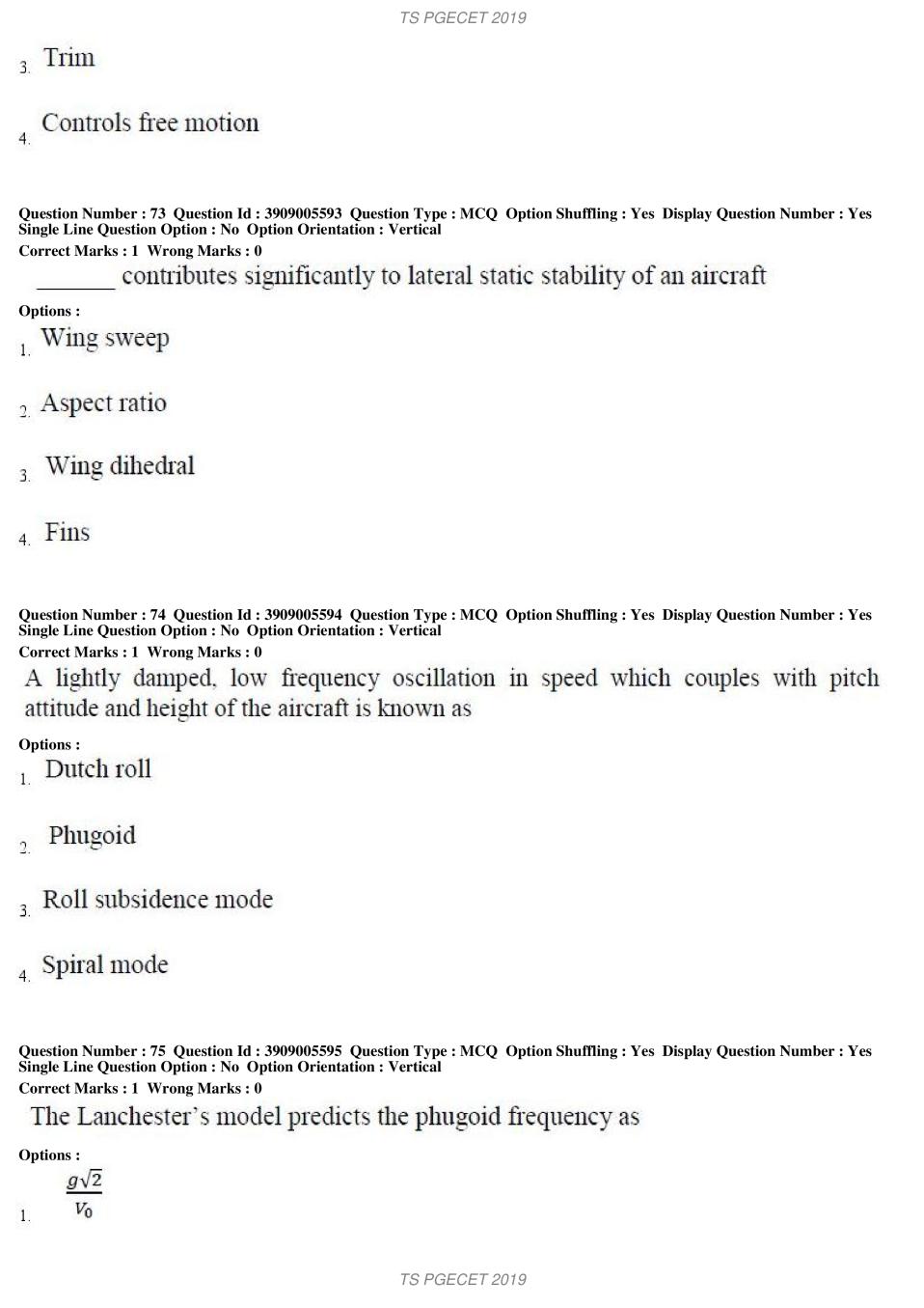 TS PGECET 2019 Question Paper PDF with Answer Key (18 Papers)