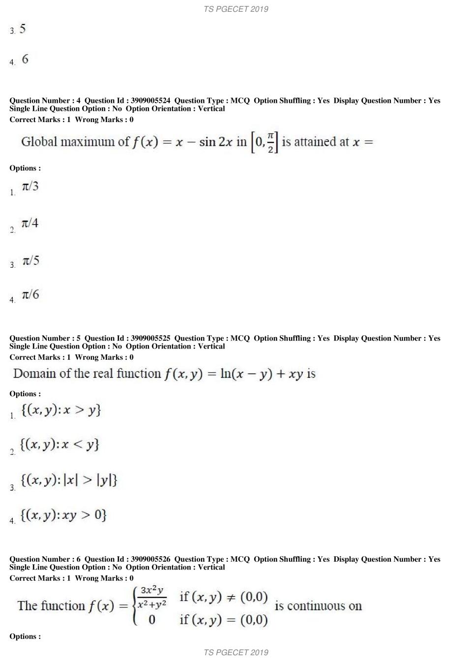 TS PGECET 2019 Question Paper PDF with Answer Key (18 Papers)