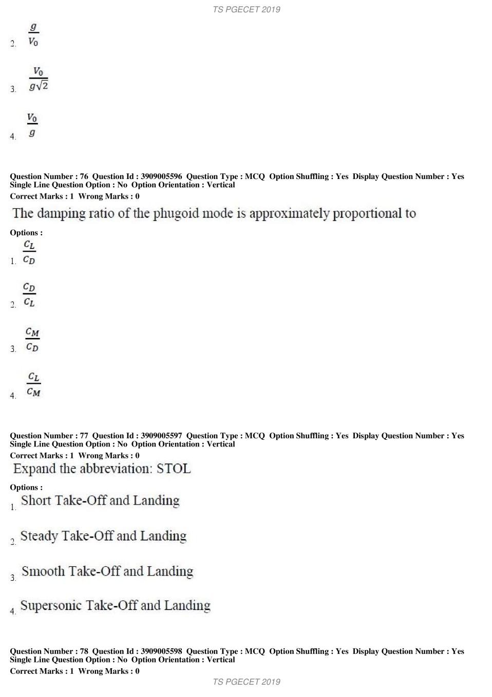 TS PGECET 2019 Question Paper PDF with Answer Key (18 Papers)