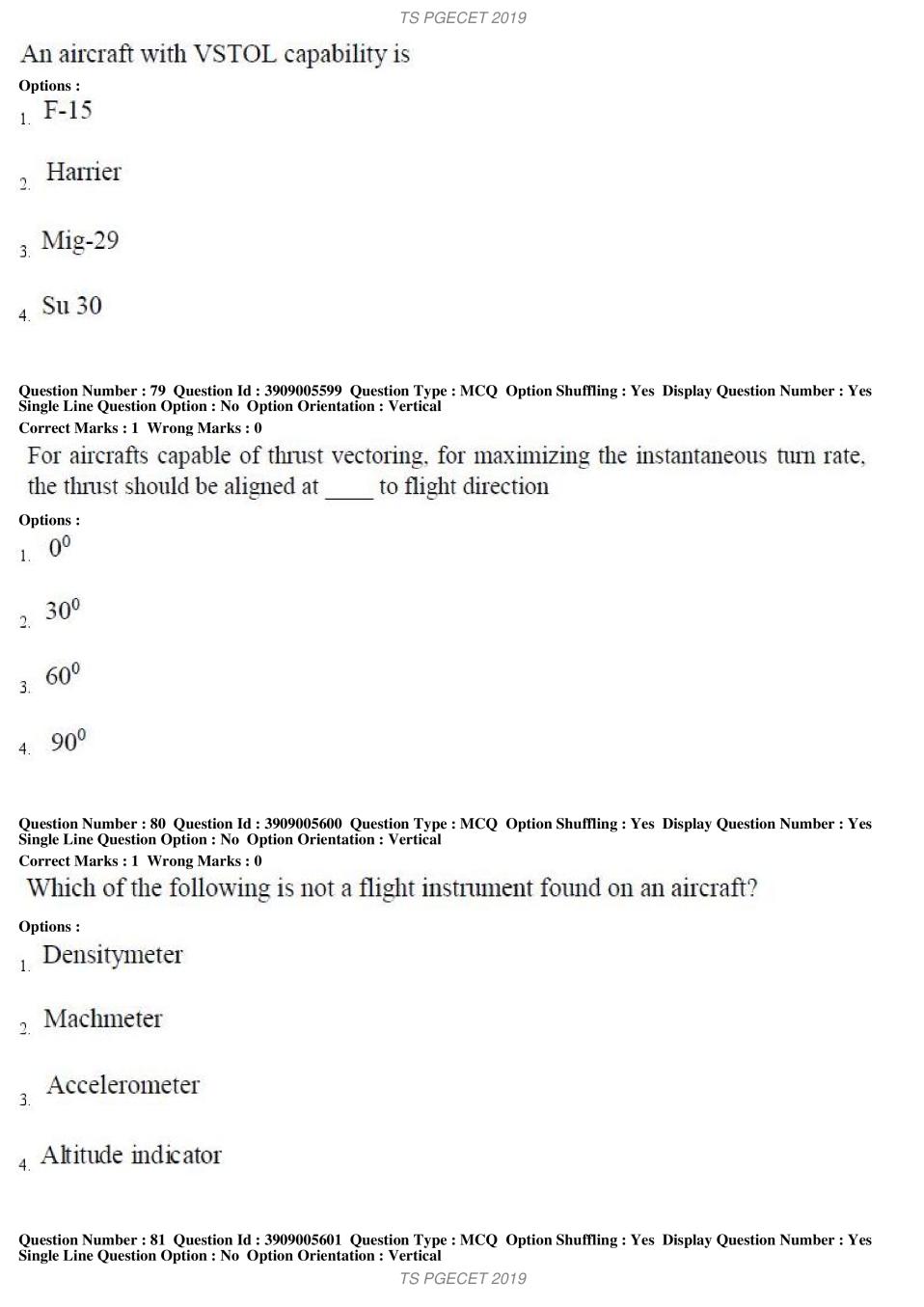 TS PGECET 2019 Question Paper PDF with Answer Key (18 Papers)