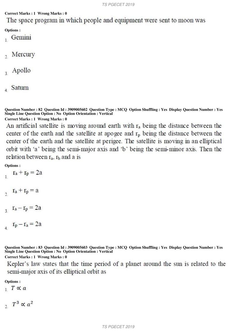 TS PGECET 2019 Question Paper PDF with Answer Key (18 Papers)