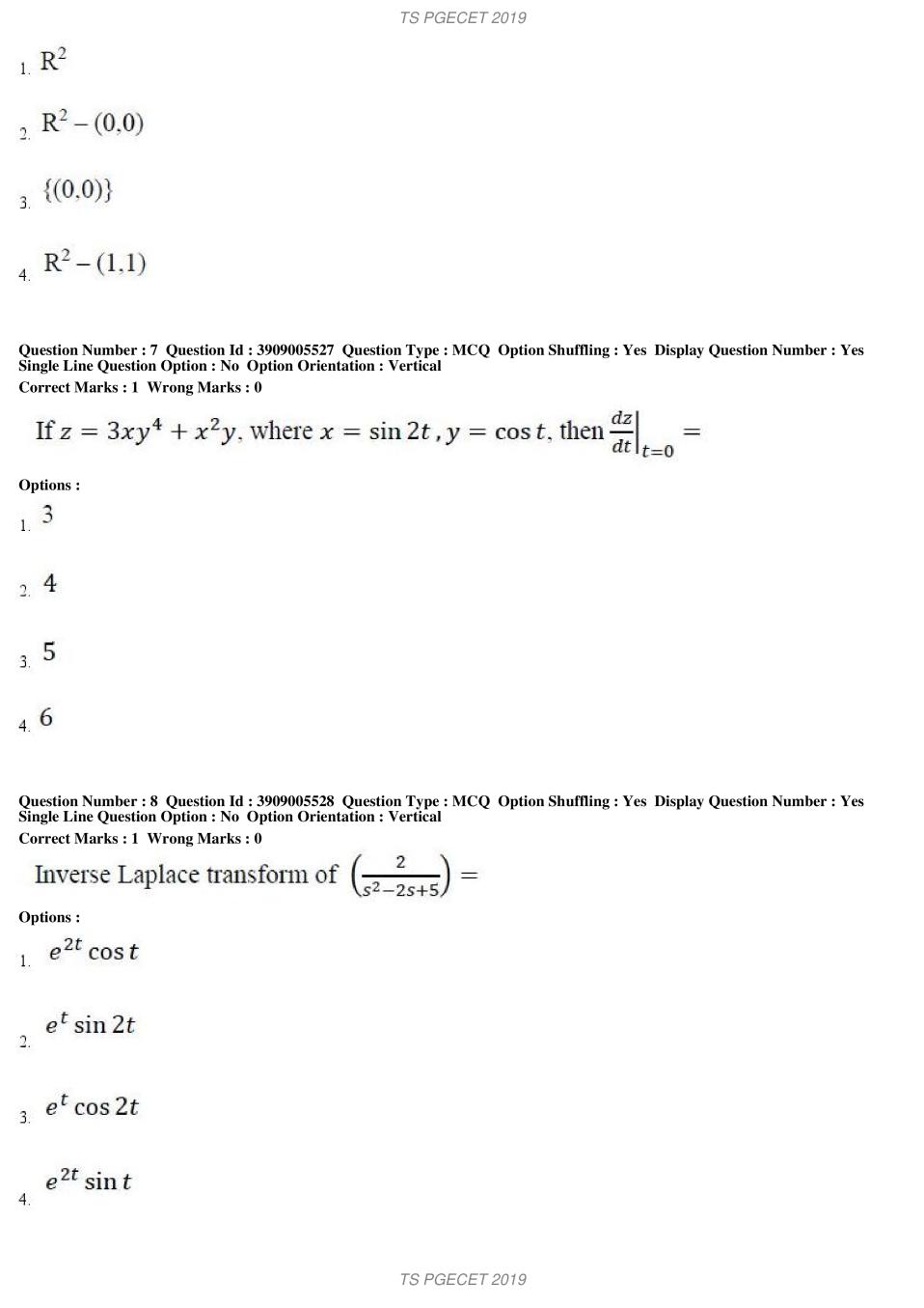 TS PGECET 2019 Question Paper PDF with Answer Key (18 Papers)