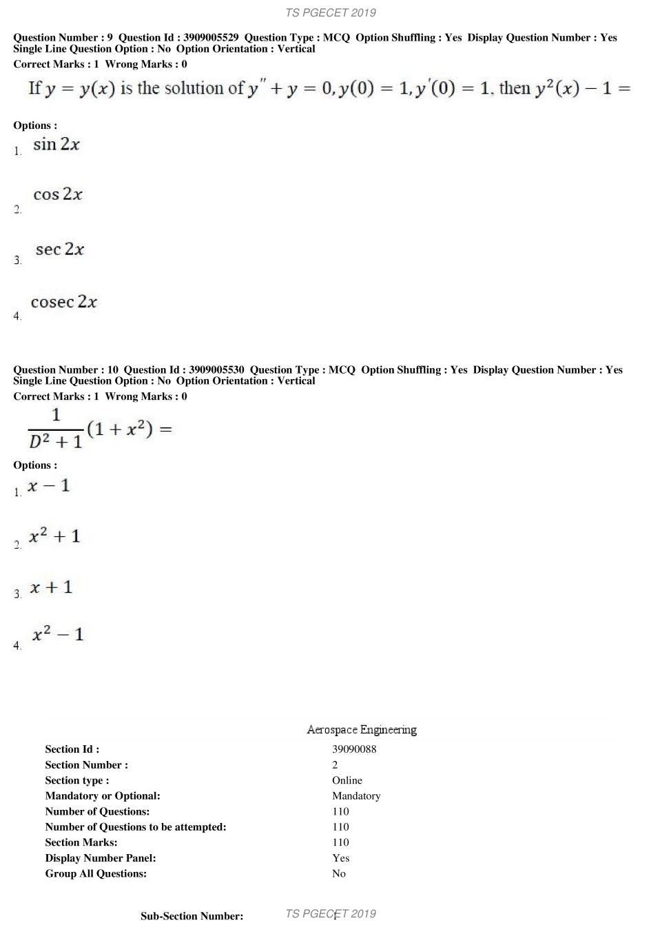 TS PGECET 2019 Question Paper PDF with Answer Key (18 Papers)