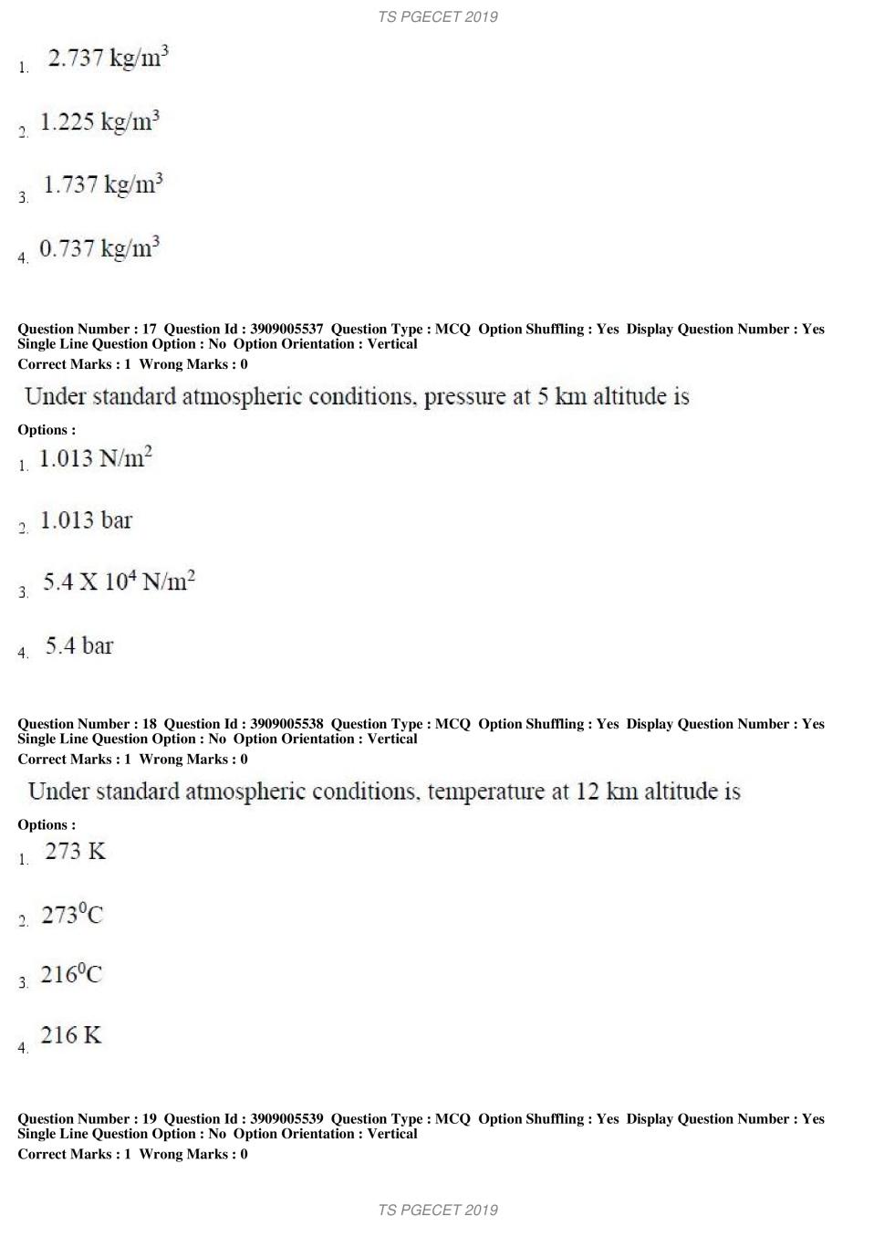 TS PGECET 2019 Question Paper PDF with Answer Key (18 Papers)