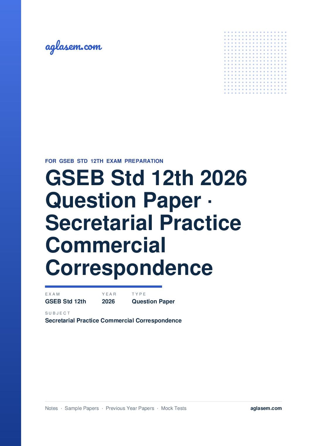 GSEB Std 12th Question Paper 2026 Secretarial Practice and Commercial Correspondence - Page 1 of 10