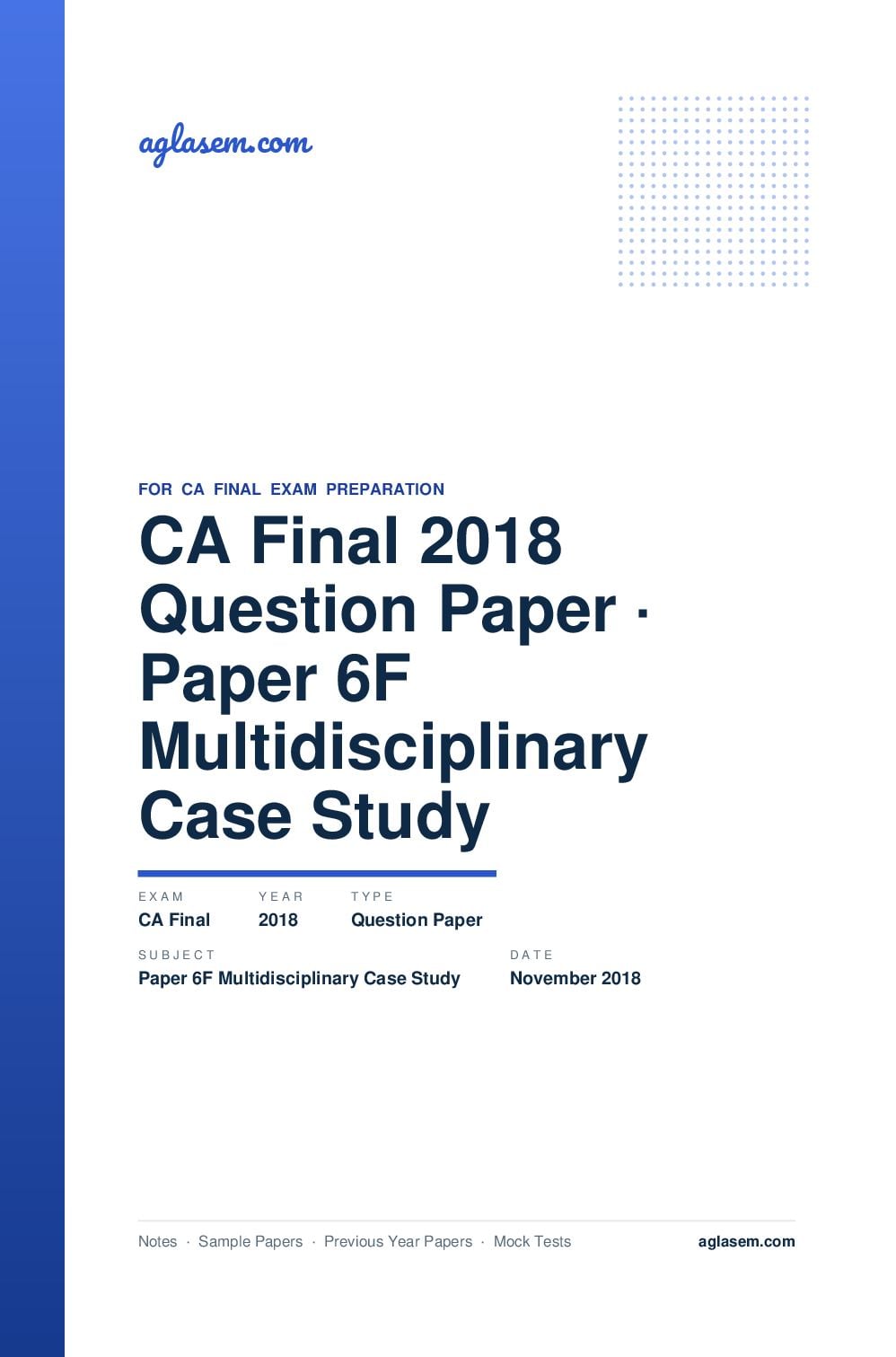 CA Final November 2018 Question Paper Paper 6F Multidisciplinary Case Study - Page 1 of 33