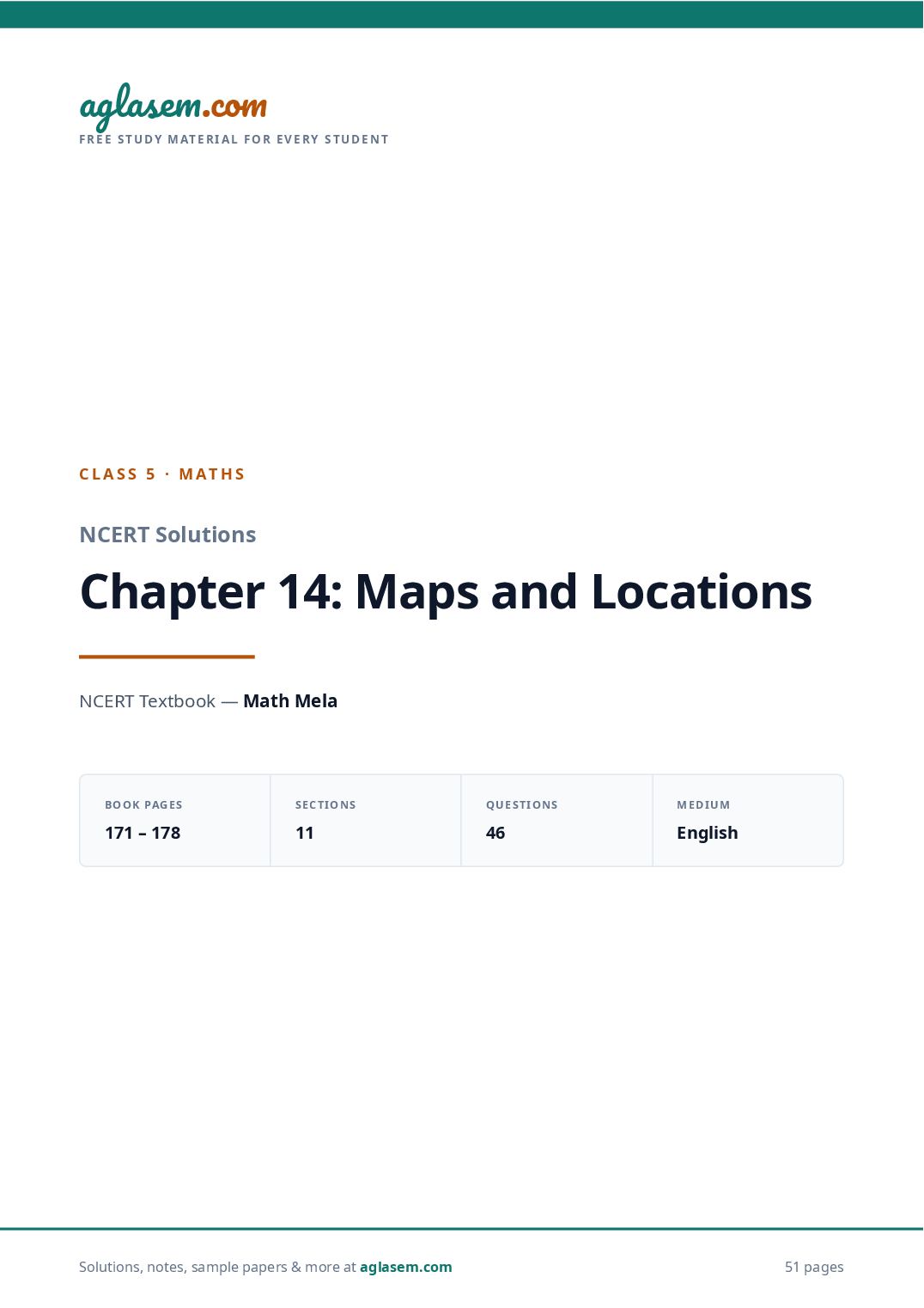 NCERT Solutions Class 5 Maths Chapter 14 Maps and Locations - Page 1 of 52