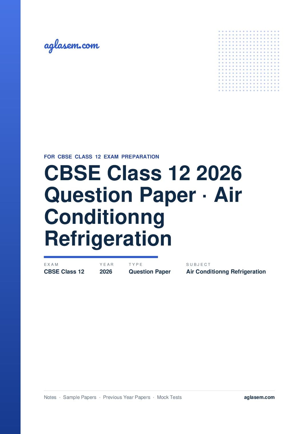 CBSE Class 12 Question Paper 2026 Air Conditionng Refrigeration - Page 1 of 17